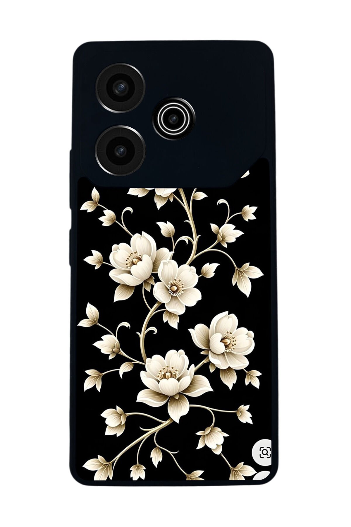 Tecno Pova 6 Uyumlu Yaldizli Cicek Tasarımlı Glossy Premium Kılıf