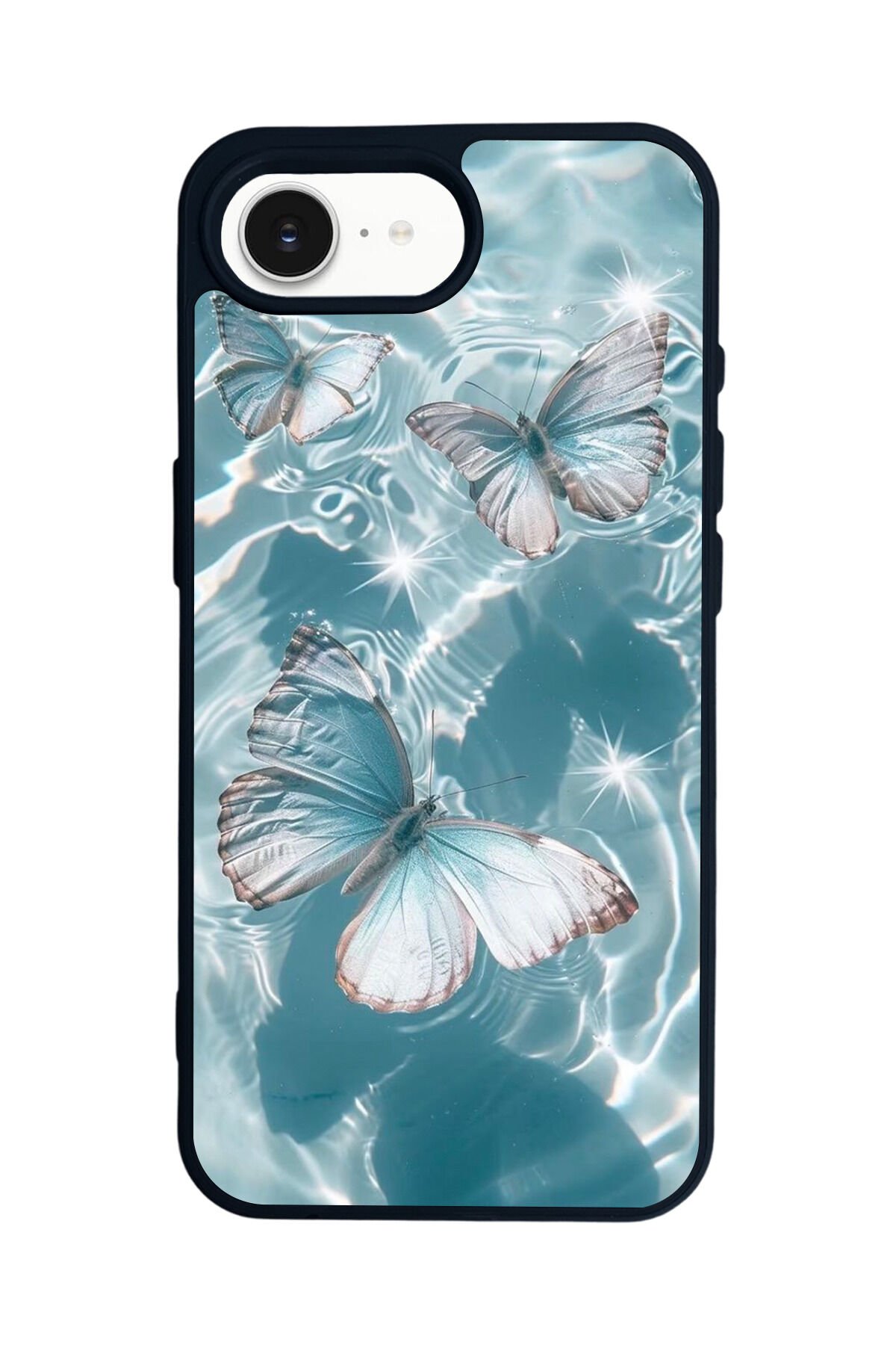 iPhone 16E Uyumlu Kelebek Tasarımlı Glossy Premium Kılıf