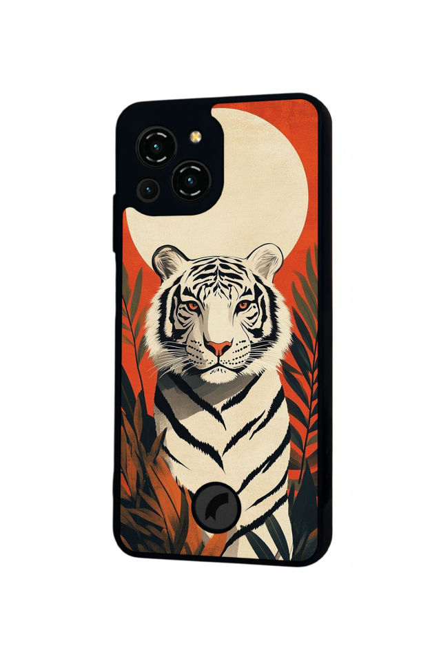 Reeder S23 Pro Max Uyumlu Kirmizi ve Kaplan Tasarımlı Glossy Premium Kılıf