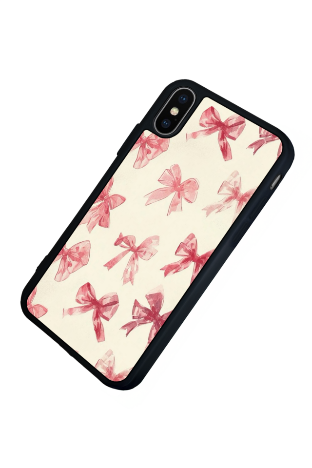 iPhone X/ XS Uyumlu Kurdele Tasarımlı Glossy Premium Kılıf