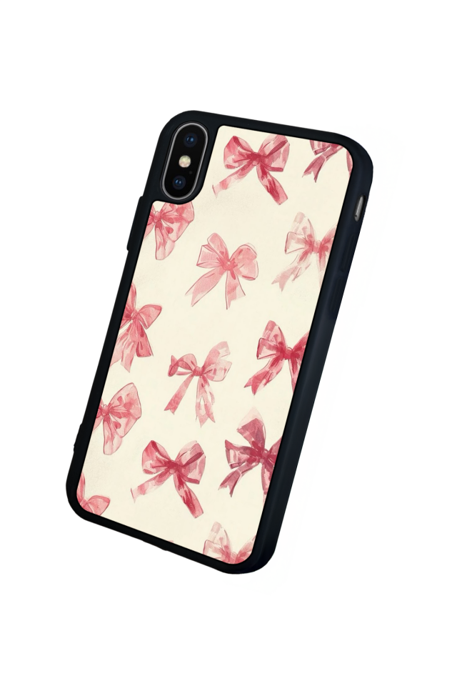 iPhone X/ XS Uyumlu Kurdele Tasarımlı Glossy Premium Kılıf