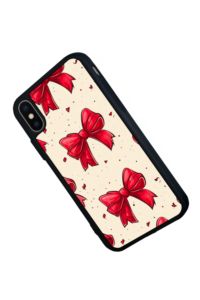 iPhone X/ XS Uyumlu Kurdele Tasarımlı Glossy Premium Kılıf