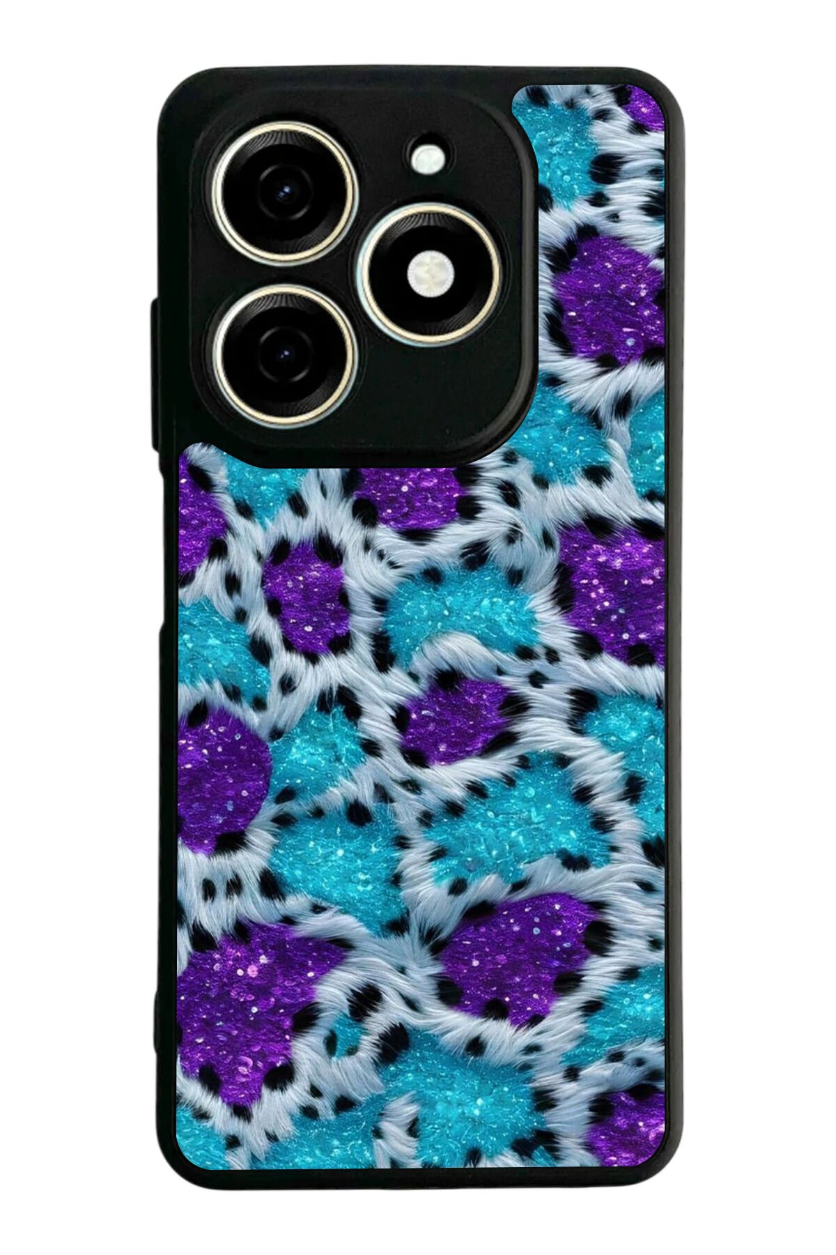 Tecno Spark 20/20C Uyumlu Hologram Leopar Tasarımlı Glossy Premium Kılıf