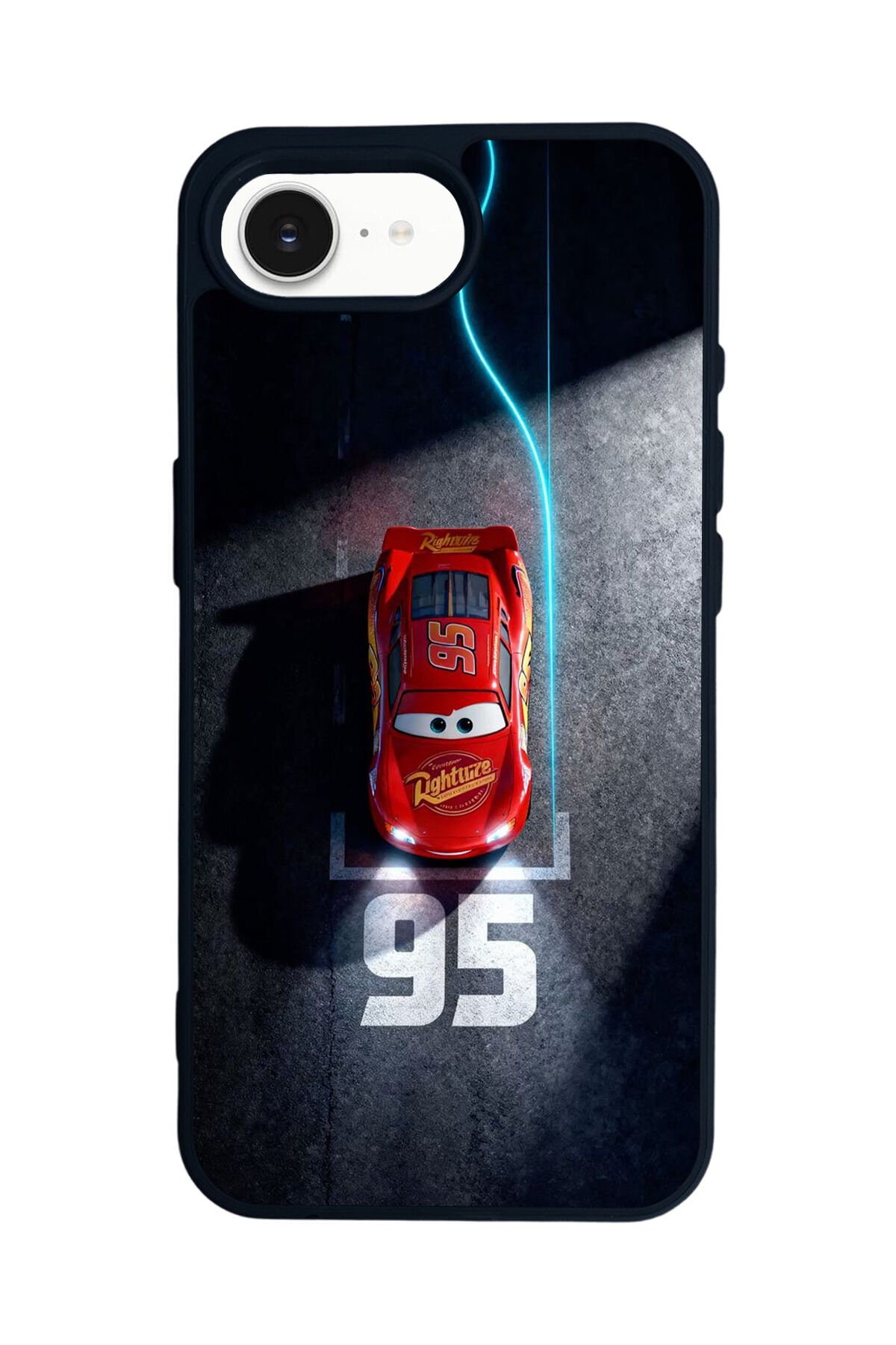 iPhone 16E Uyumlu Şimsek McQueen Tasarımlı Glossy Premium Kılıf