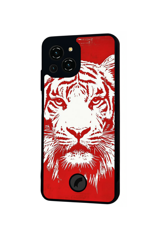 Reeder S23 Pro Max Uyumlu Kirmizi ve Kaplan Tasarımlı Glossy Premium Kılıf