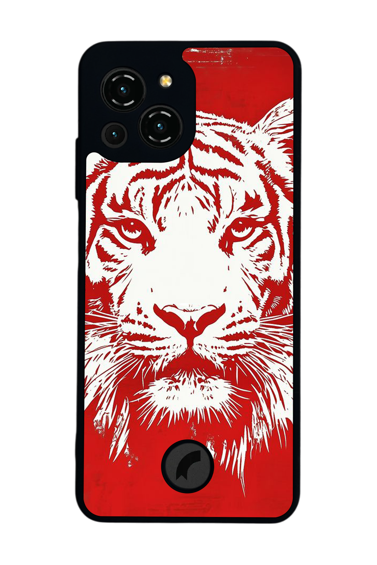 Reeder S23 Pro Max Uyumlu Kirmizi ve Kaplan Tasarımlı Glossy Premium Kılıf