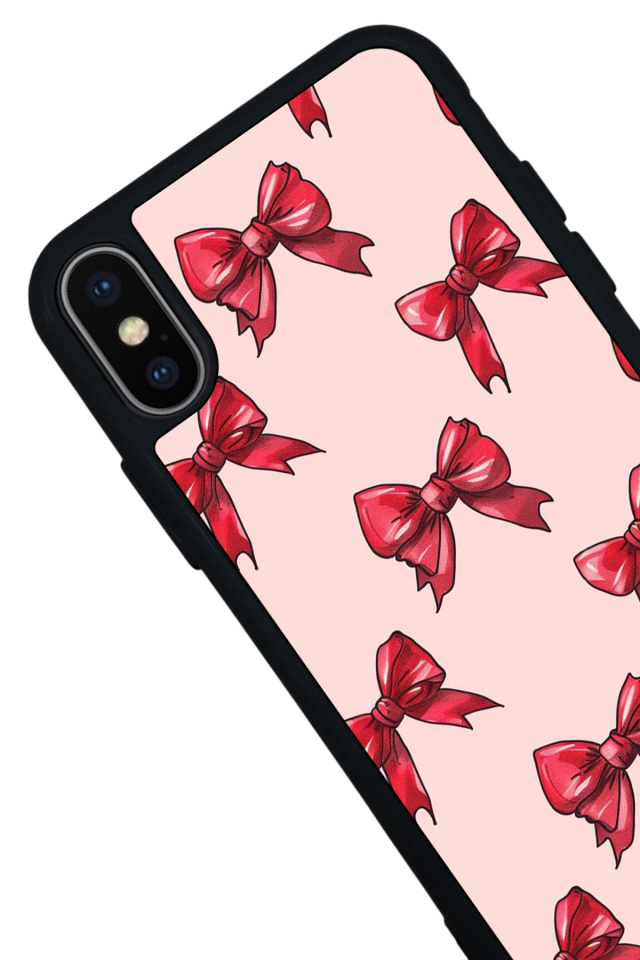iPhone X/ XS Uyumlu Kurdele Tasarımlı Glossy Premium Kılıf
