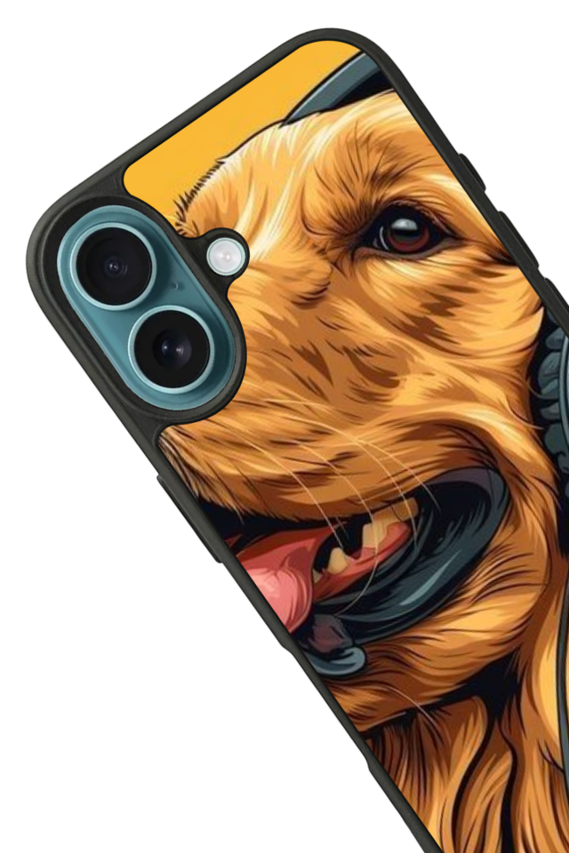 iPhone 16 Uyumlu Golden Kopek Tasarımlı Glossy Premium Kılıf