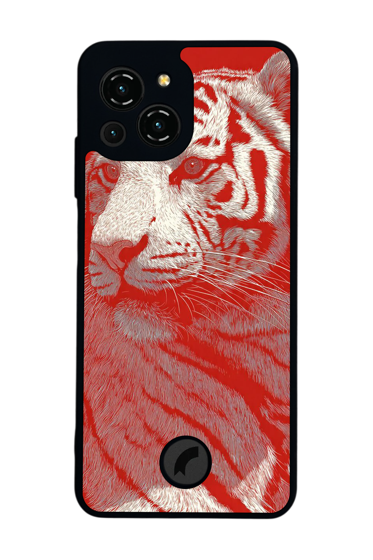 Reeder S23 Pro Max Uyumlu Kirmizi ve Kaplan Tasarımlı Glossy Premium Kılıf