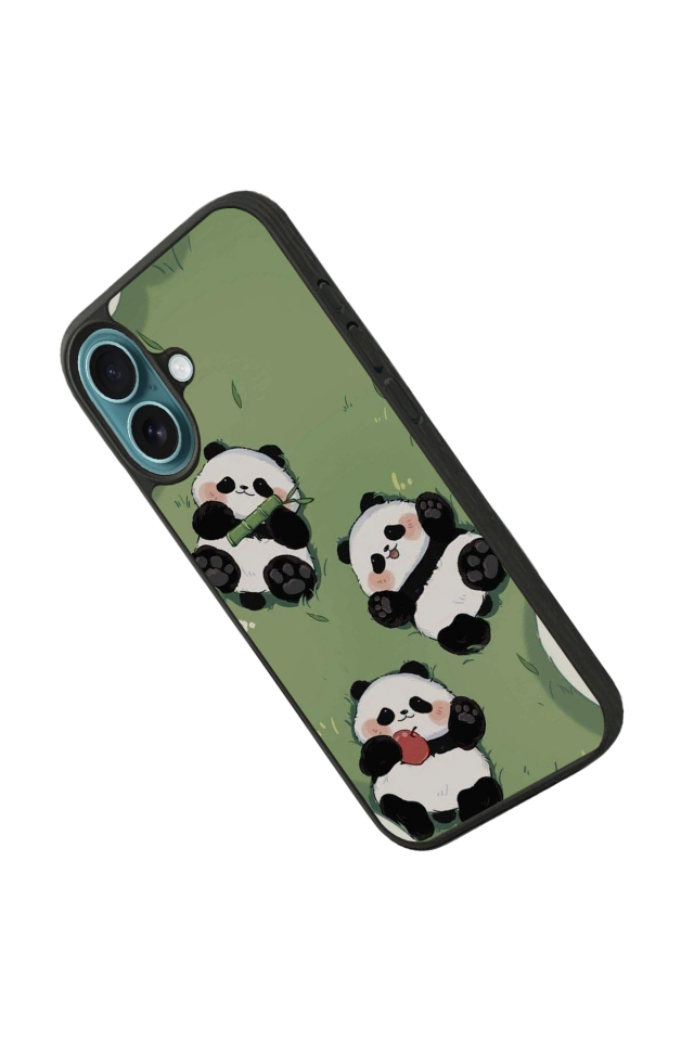 iPhone 16 Plus Uyumlu Panda Tasarımlı Glossy Premium Kılıf
