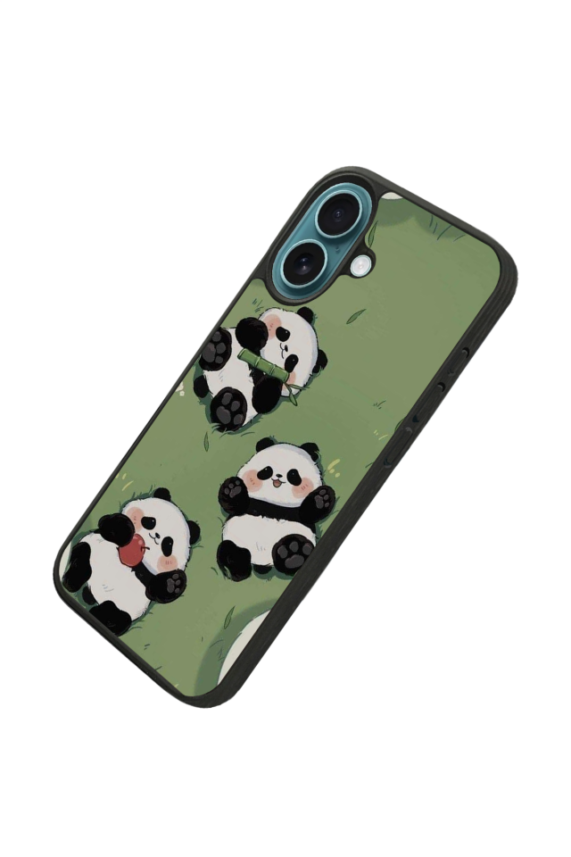 iPhone 16 Plus Uyumlu Panda Tasarımlı Glossy Premium Kılıf