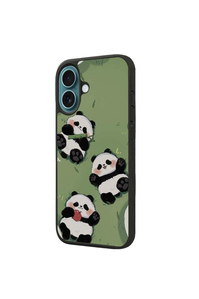 iPhone 16 Plus Uyumlu Panda Tasarımlı Glossy Premium Kılıf