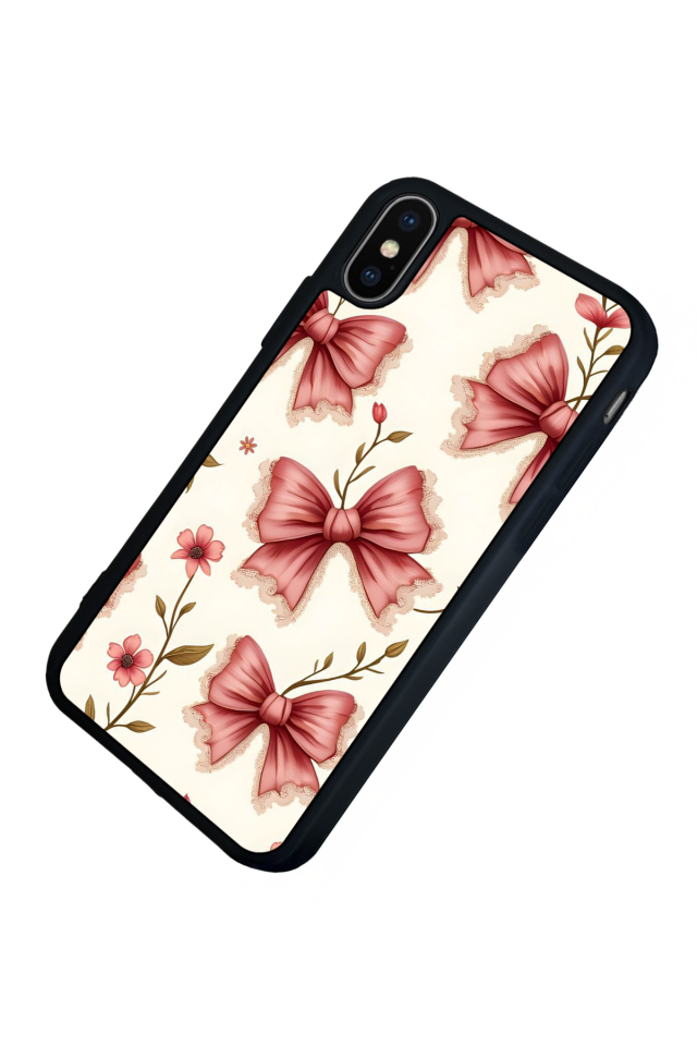 iPhone X/ XS Uyumlu Kurdele Tasarımlı Glossy Premium Kılıf