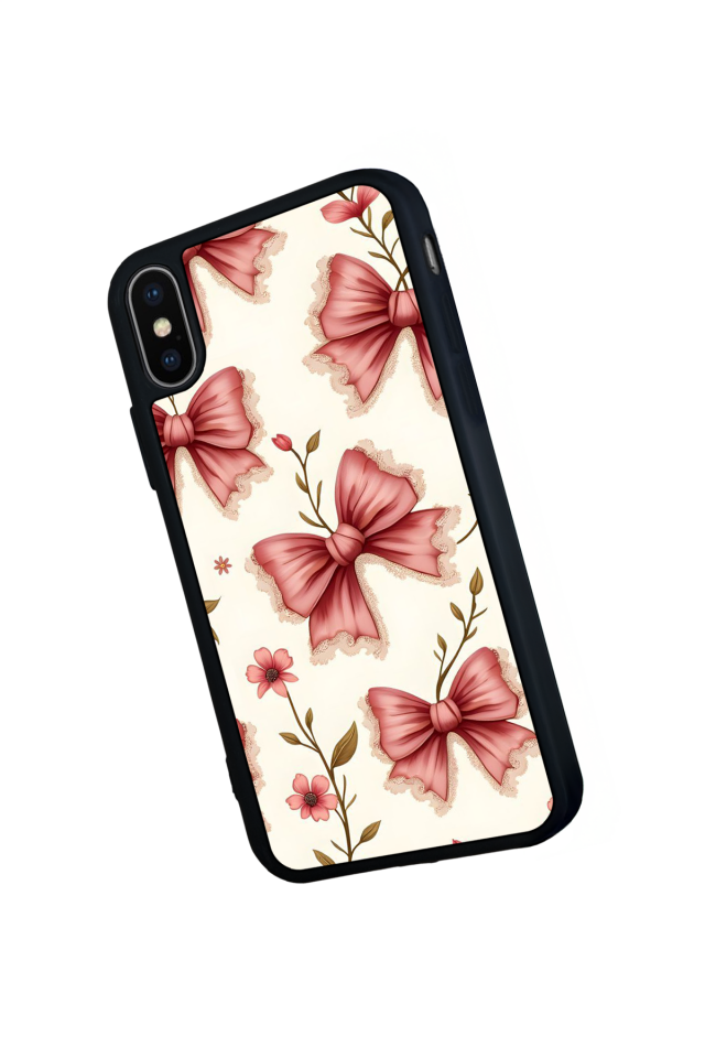 iPhone X/ XS Uyumlu Kurdele Tasarımlı Glossy Premium Kılıf