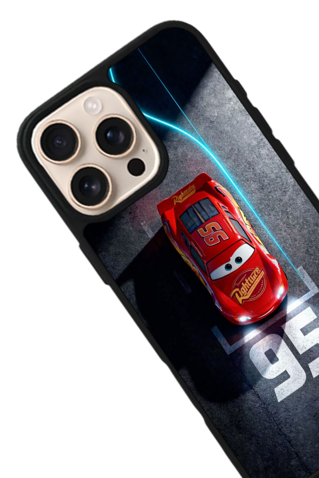 iPhone 16 Pro Max Uyumlu Simsek McQueen Tasarımlı Glossy Premium Kılıf