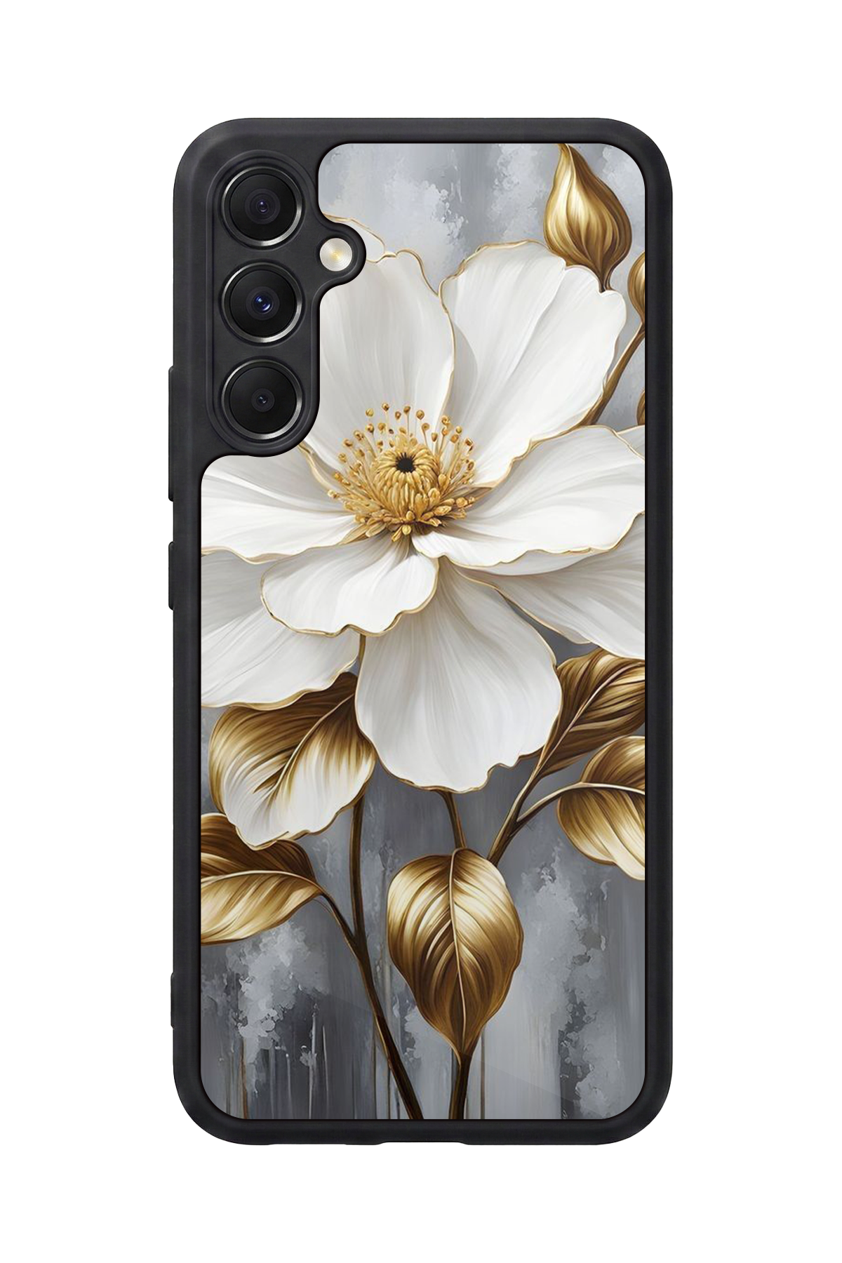 Samsung Galaxy A34 Uyumlu Yaldizli Cicek Tasarımlı Glossy Premium Kılıf