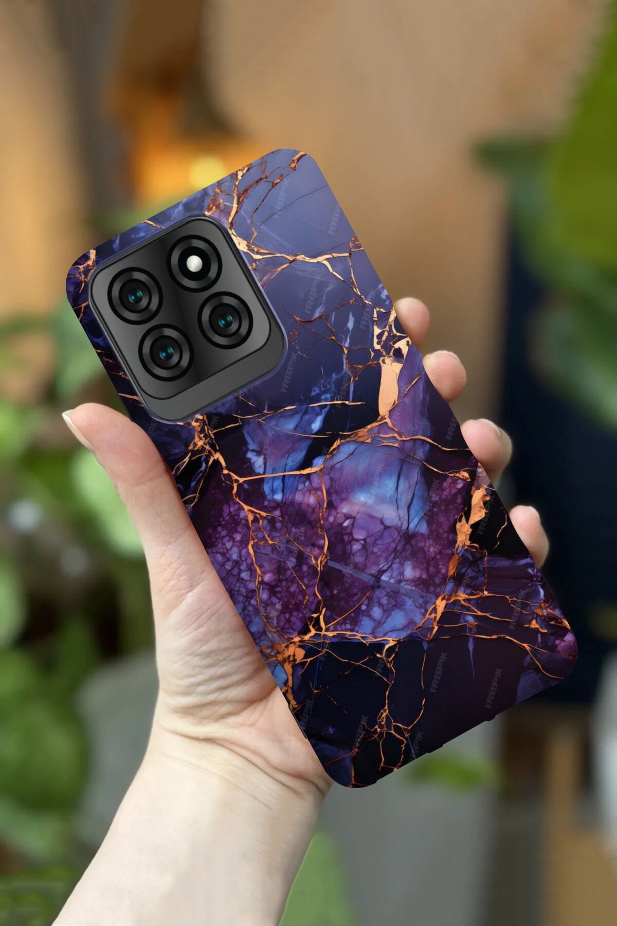 Reeder S71 Uyumlu Kamera Korumalı Mor Mermer Desenli HD Baskılı Silikon Kılıf