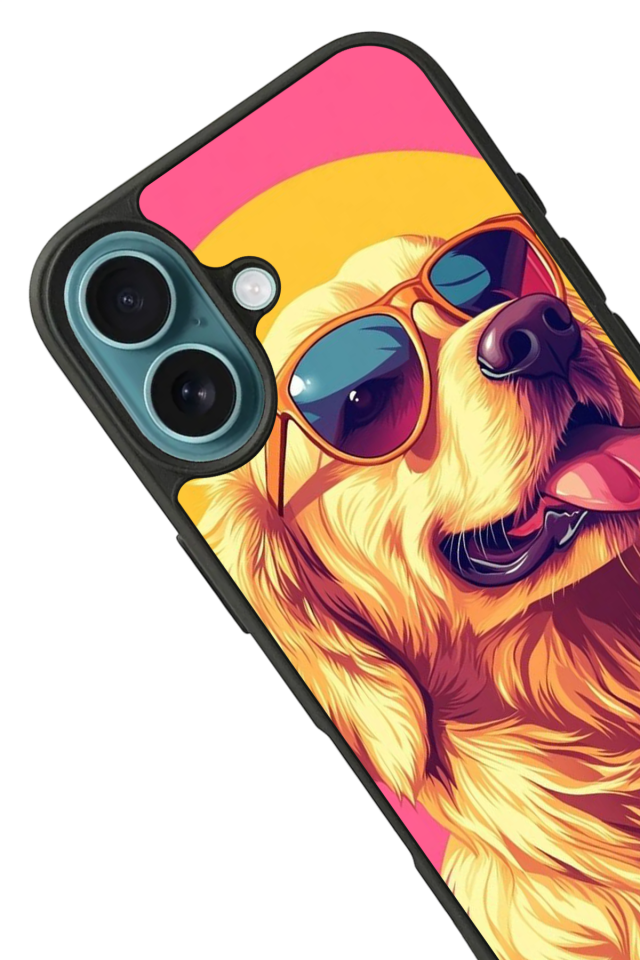 iPhone 16 Uyumlu Golden Kopek Tasarımlı Glossy Premium Kılıf
