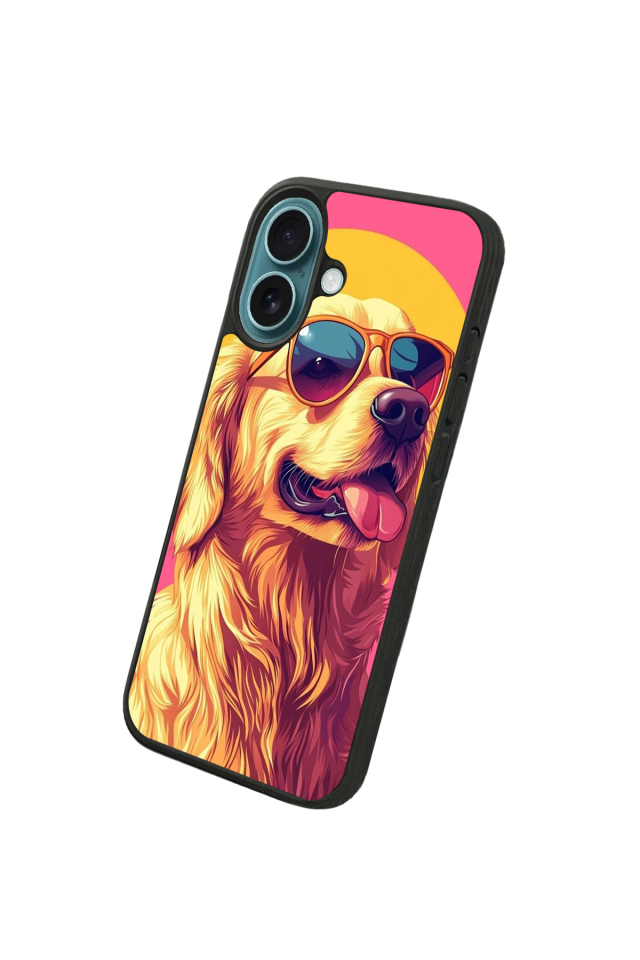 iPhone 16 Uyumlu Golden Kopek Tasarımlı Glossy Premium Kılıf