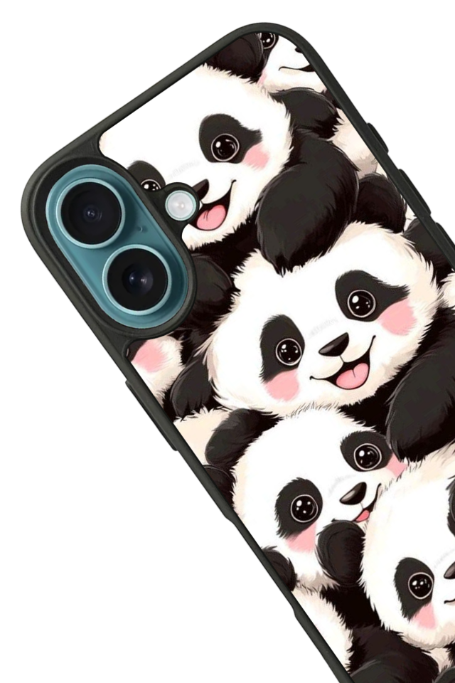 iPhone 16 Plus Uyumlu Panda Tasarımlı Glossy Premium Kılıf
