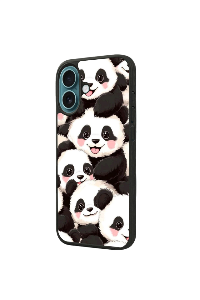 iPhone 16 Plus Uyumlu Panda Tasarımlı Glossy Premium Kılıf
