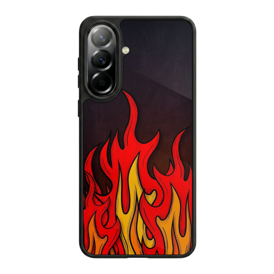 Samsung Galaxy A37 Uyumlu Retro Flame Patterns Tasarımlı Glossy Premium Kılıf