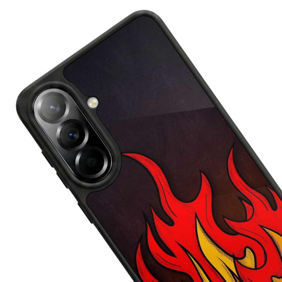 Samsung Galaxy A37 Uyumlu Retro Flame Patterns Tasarımlı Glossy Premium Kılıf