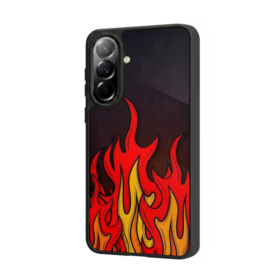 Samsung Galaxy A37 Uyumlu Retro Flame Patterns Tasarımlı Glossy Premium Kılıf
