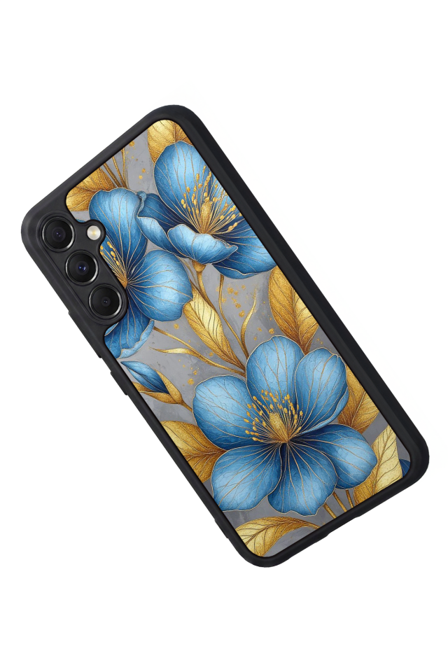 Samsung Galaxy A34 Uyumlu Yaldizli Cicek Tasarımlı Glossy Premium Kılıf