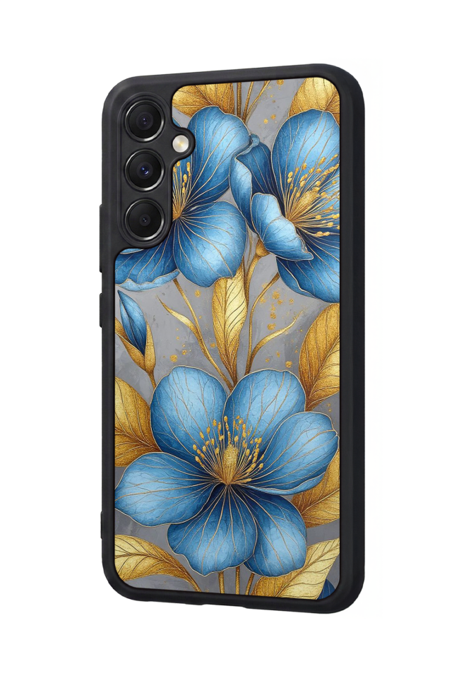 Samsung Galaxy A34 Uyumlu Yaldizli Cicek Tasarımlı Glossy Premium Kılıf
