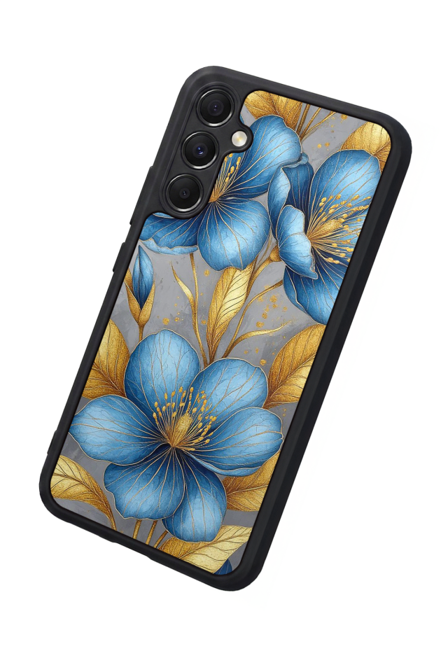 Samsung Galaxy A34 Uyumlu Yaldizli Cicek Tasarımlı Glossy Premium Kılıf