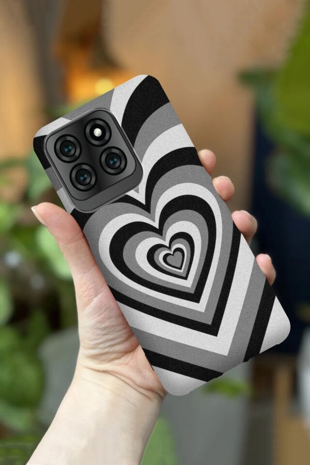 Reeder S71 Uyumlu Kamera Korumalı Siyah Kalp Desenli HD Baskılı Silikon Kılıf