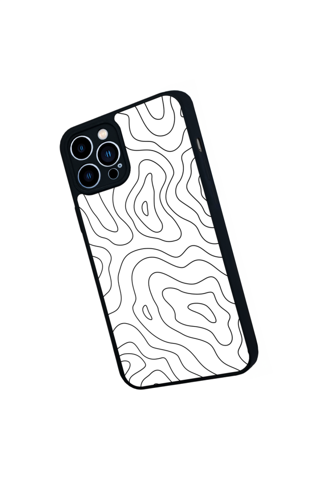 iPhone 12 Pro Max Uyumlu Çizgi Sanatı Tasarımlı Glossy Premium Kılıf