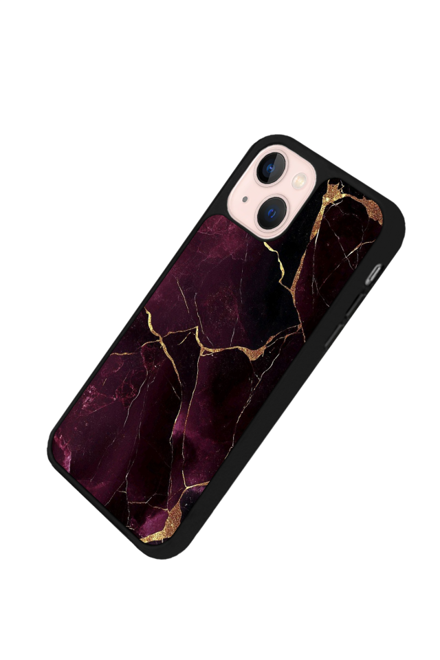 iPhone 13 Mini Uyumlu Mermer Marble Tasarımlı Glossy Premium Kılıf