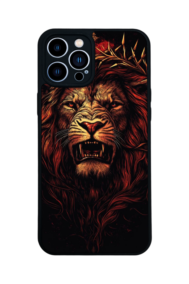 iPhone 13 Pro Max Uyumlu Aslan Tasarımlı Glossy Premium Kılıf