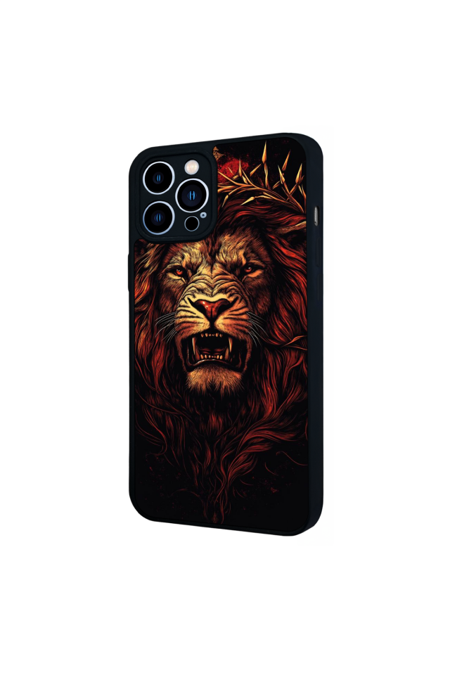 iPhone 13 Pro Max Uyumlu Aslan Tasarımlı Glossy Premium Kılıf