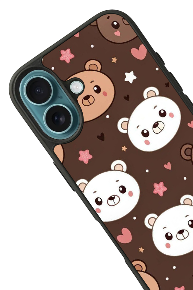 iPhone 16 Plus Uyumlu Ayı Tasarımlı Glossy Premium Kılıf