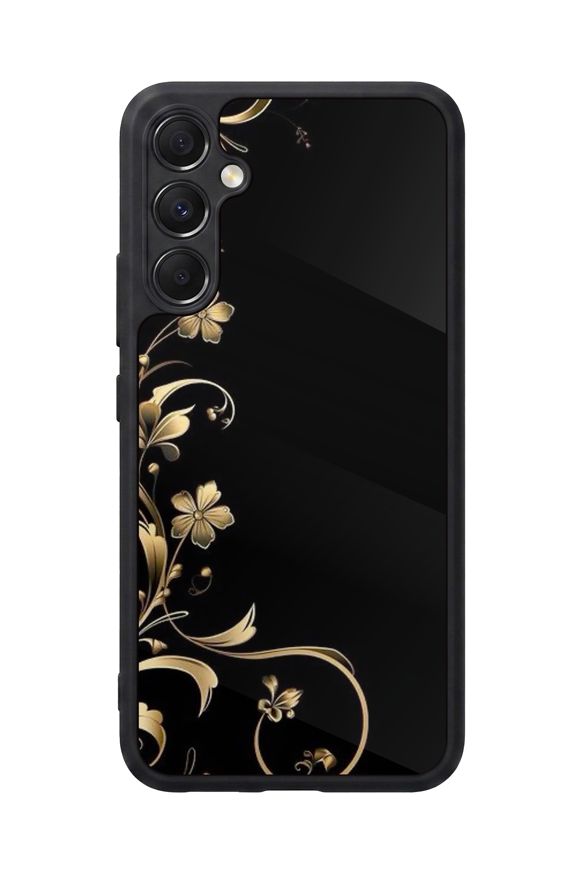 Samsung Galaxy A34 Uyumlu Yaldizli Cicek Tasarımlı Glossy Premium Kılıf