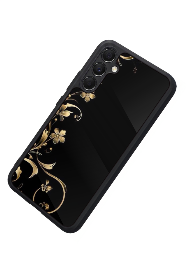 Samsung Galaxy A34 Uyumlu Yaldizli Cicek Tasarımlı Glossy Premium Kılıf
