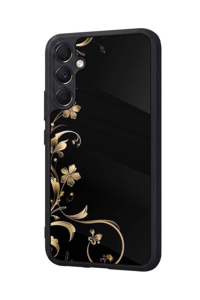 Samsung Galaxy A34 Uyumlu Yaldizli Cicek Tasarımlı Glossy Premium Kılıf