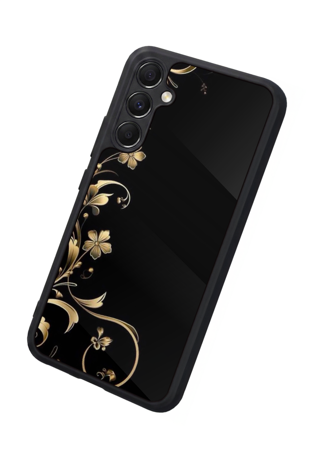 Samsung Galaxy A34 Uyumlu Yaldizli Cicek Tasarımlı Glossy Premium Kılıf