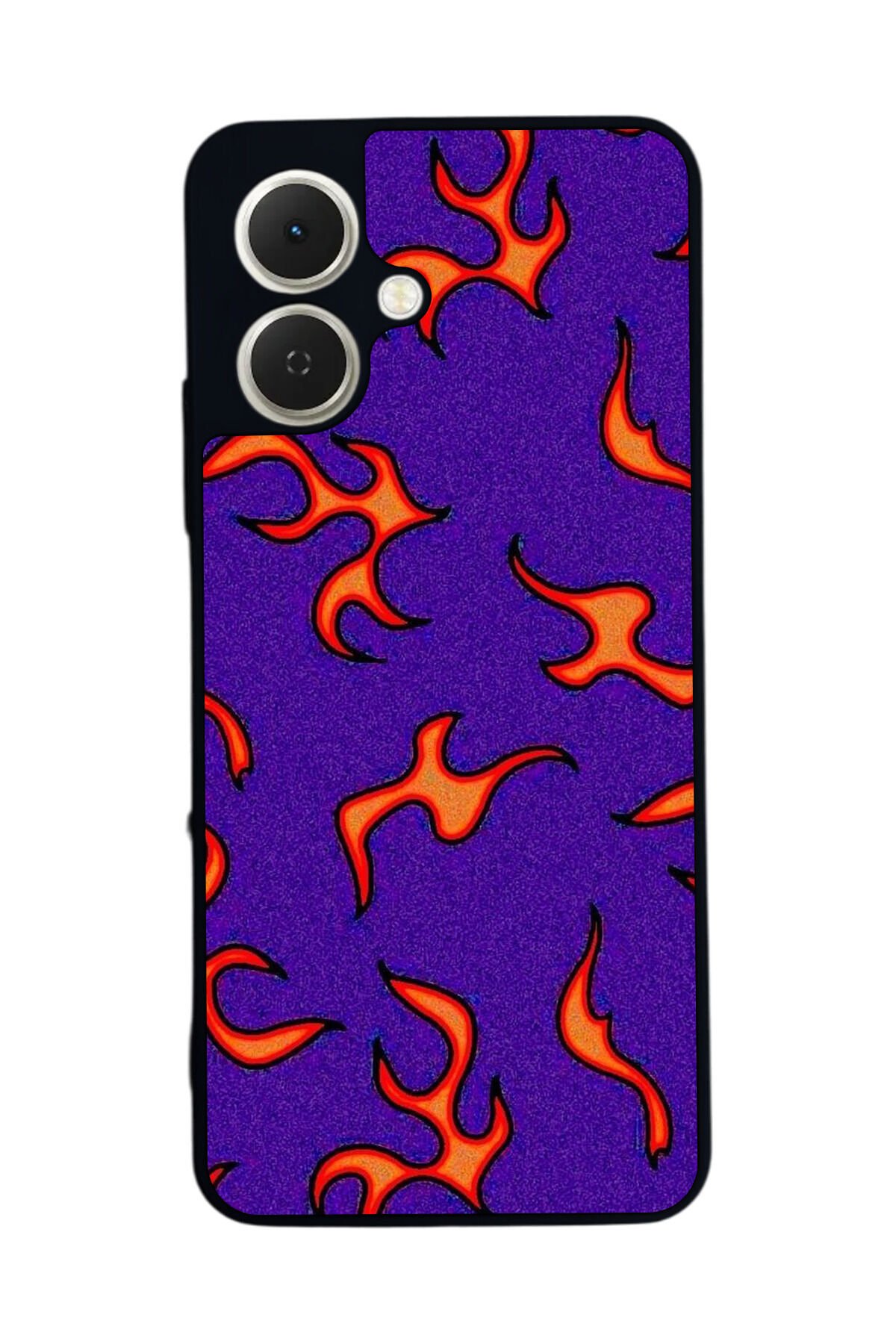 Tecno Spark GO 2 Uyumlu Retro Flame Patterns Tasarımlı Glossy Premium Kılıf
