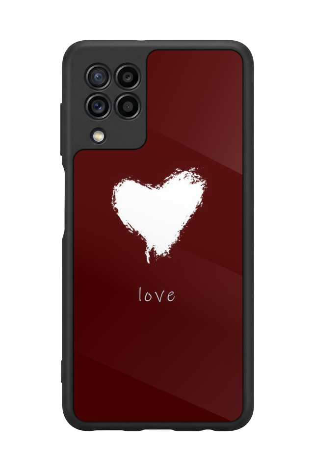 Samsung Galaxy M22 Uyumlu Kalp Love Tasarımlı Glossy Premium Kılıf