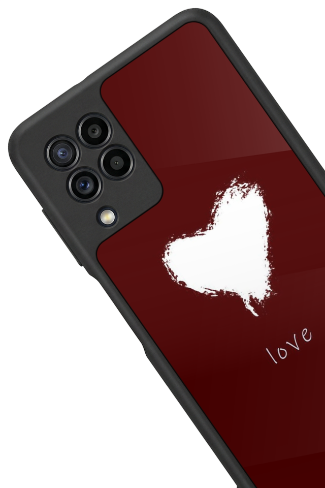 Samsung Galaxy M22 Uyumlu Kalp Love Tasarımlı Glossy Premium Kılıf