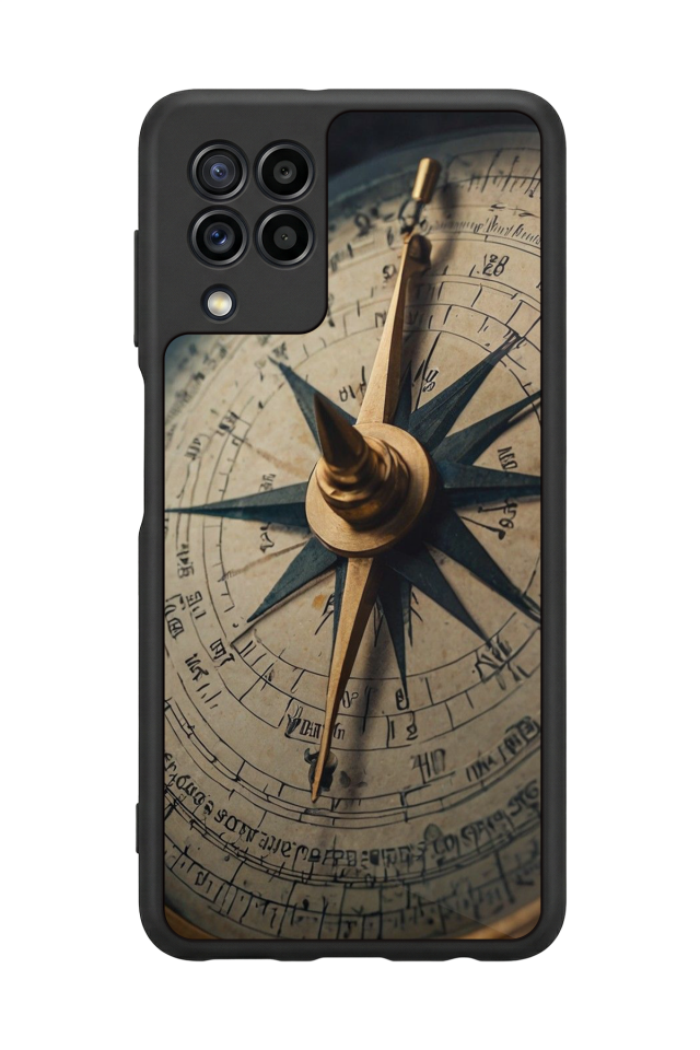 Samsung Galaxy M32 Uyumlu Pusula Tasarımlı Glossy Premium Kılıf