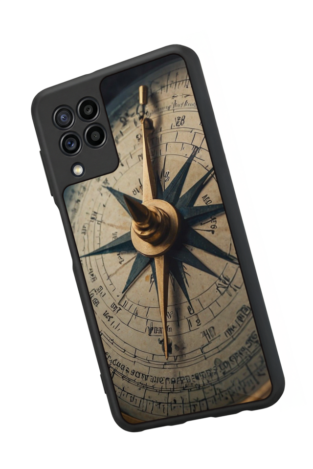 Samsung Galaxy M32 Uyumlu Pusula Tasarımlı Glossy Premium Kılıf