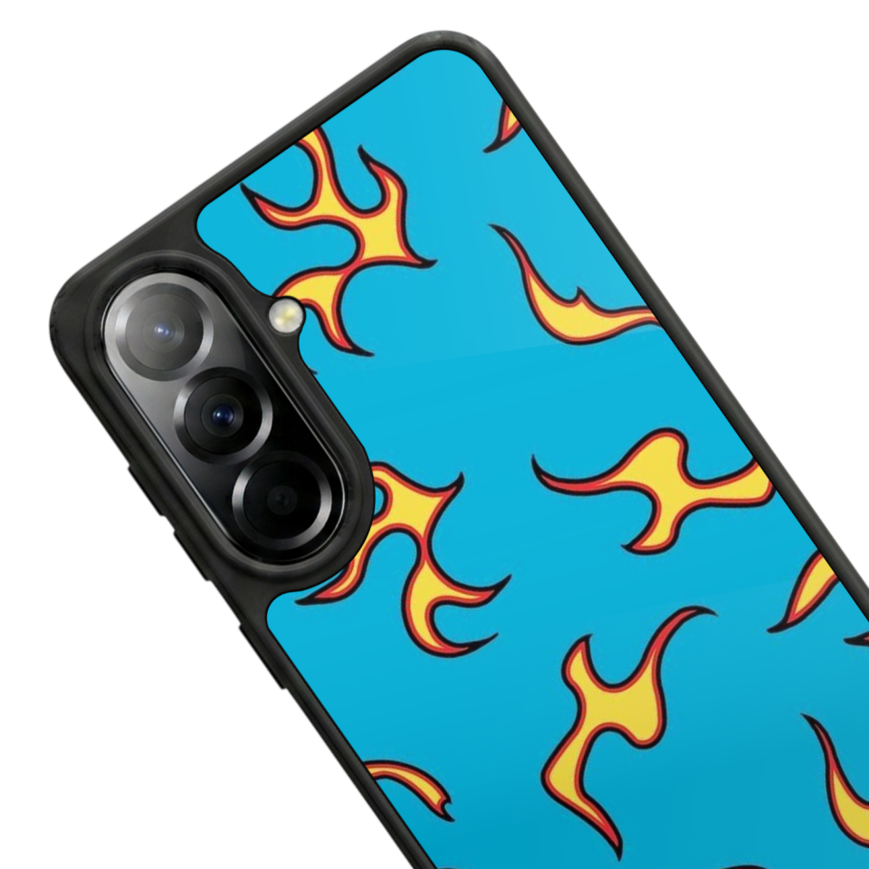 Samsung Galaxy A37 Uyumlu Retro Flame Patterns Tasarımlı Glossy Premium Kılıf