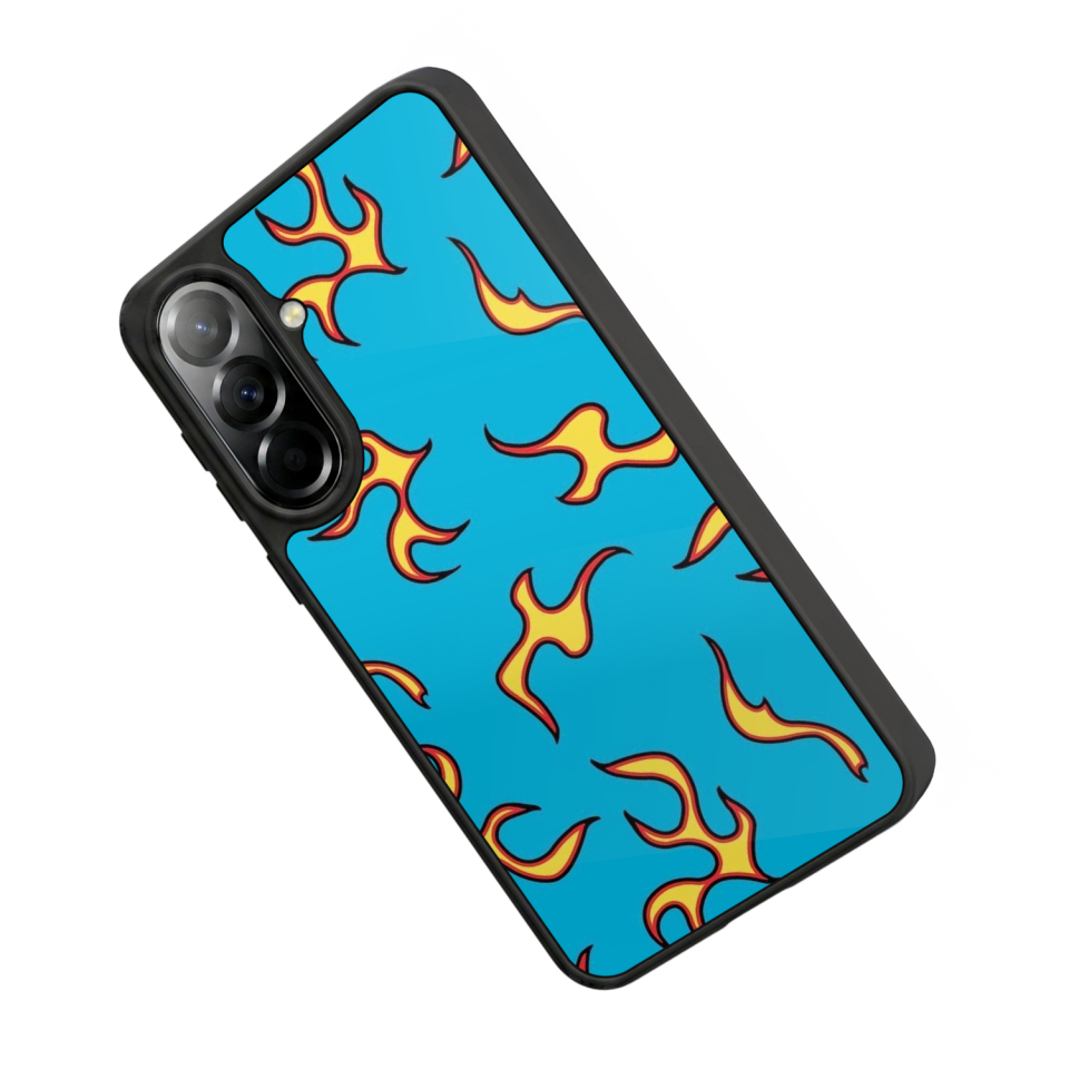 Samsung Galaxy A37 Uyumlu Retro Flame Patterns Tasarımlı Glossy Premium Kılıf