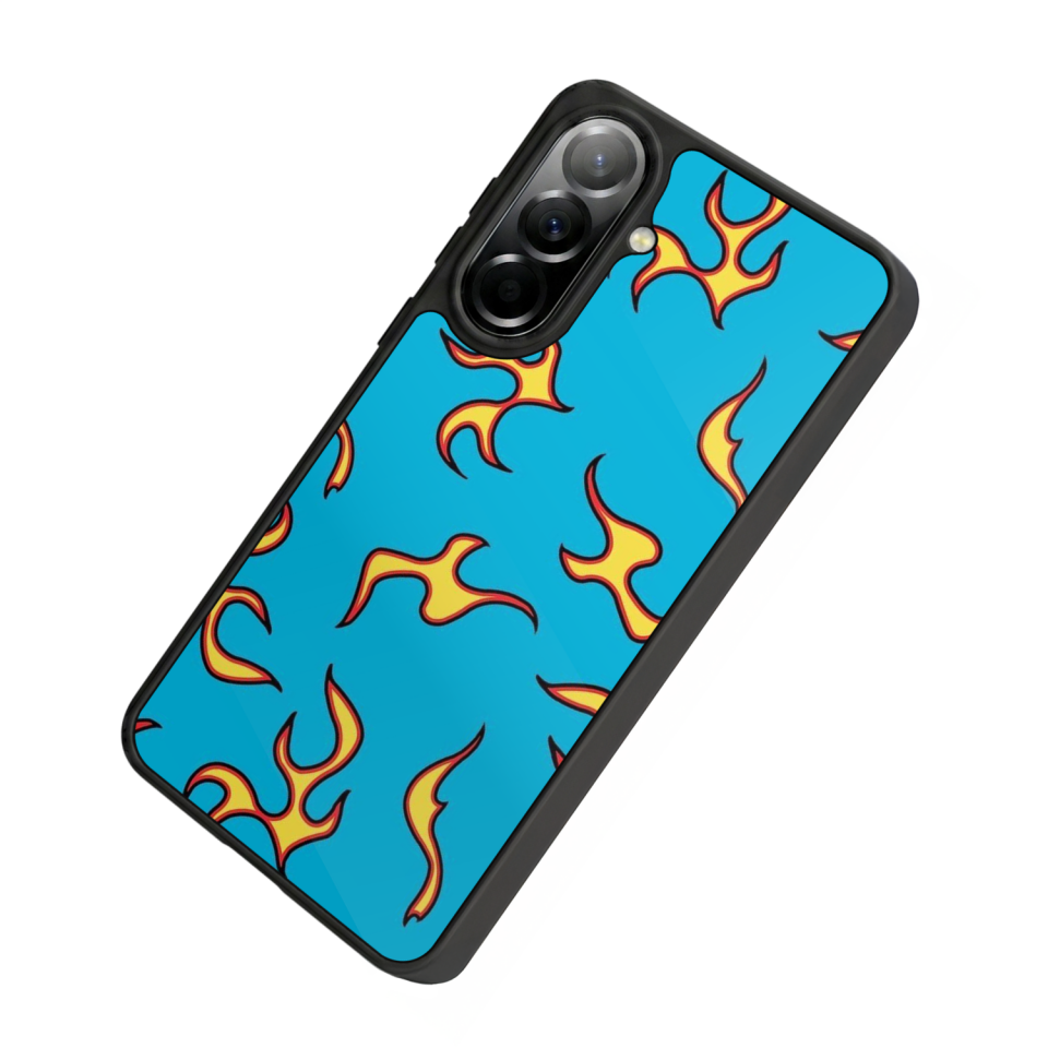Samsung Galaxy A37 Uyumlu Retro Flame Patterns Tasarımlı Glossy Premium Kılıf