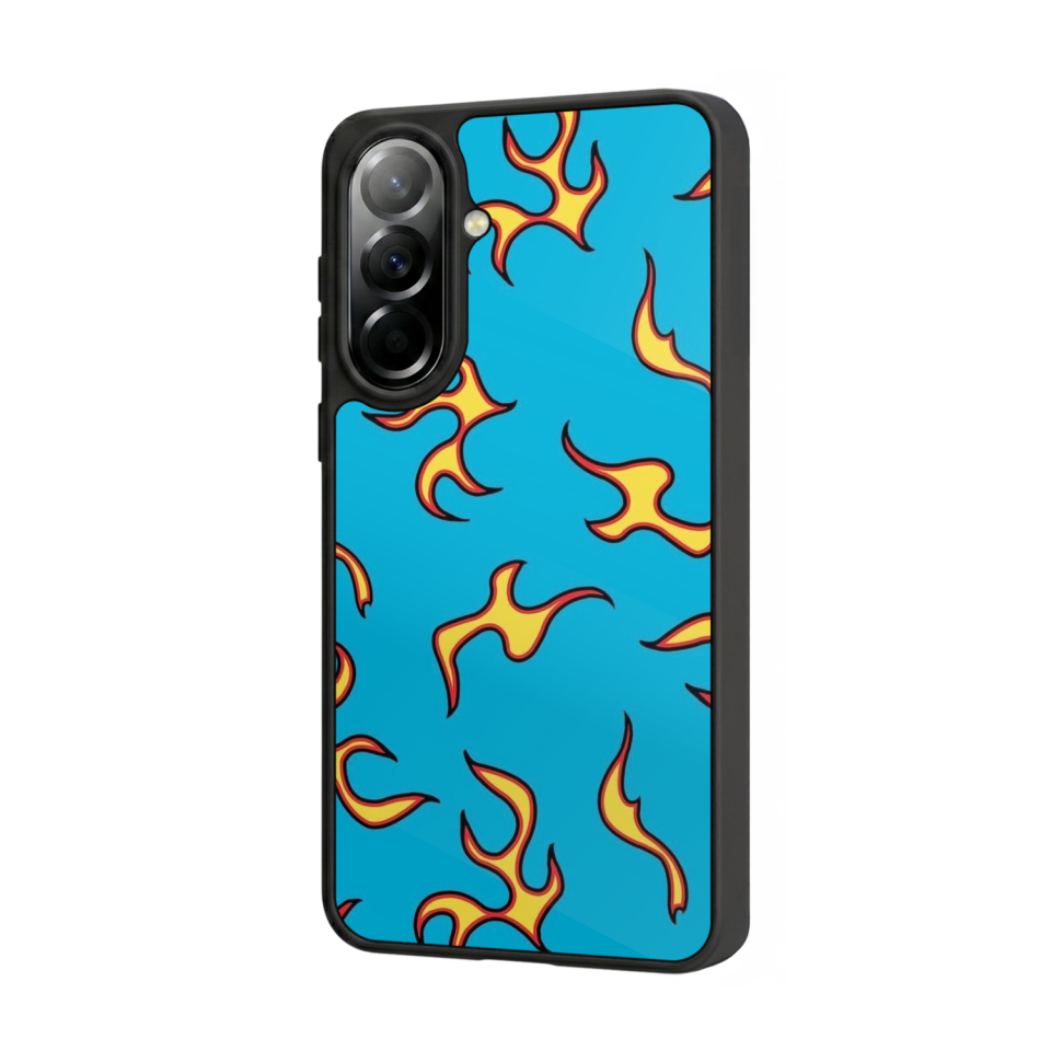 Samsung Galaxy A37 Uyumlu Retro Flame Patterns Tasarımlı Glossy Premium Kılıf